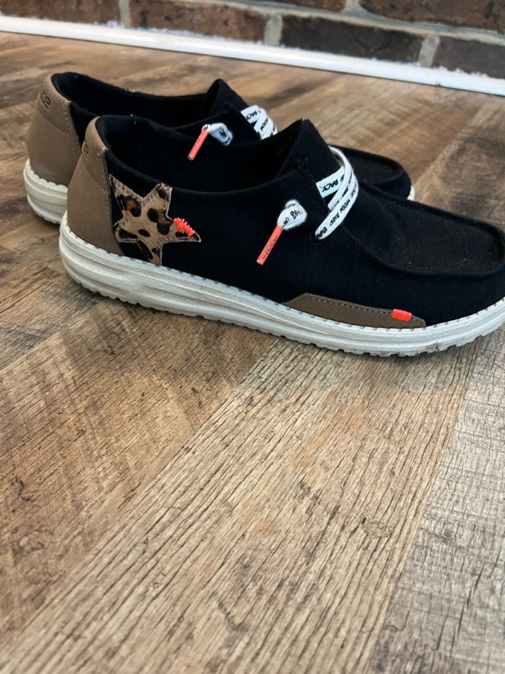 Women’s Black and Brown Slip-On Wendy Casual Sneakers with Leopard Accent - Picture 2 of 10